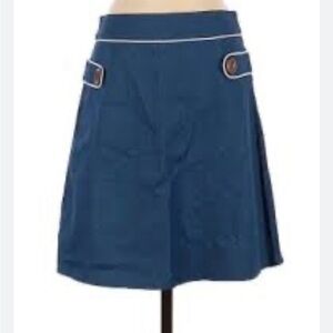 Misslook Blue 2 Buttons Cotton Skirt with White Piping. Size S. EUC
